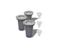 Luminaires famille podgorica lampe led encastrable au sol d'extérieur 3 pièces rond