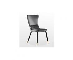 Charly chaise rétro en velours gris avec pieds coloris noir & doré - style design & vintage - salle à manger, cuisine, salon