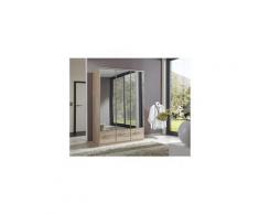 Armoire penderie dingle 3 portes miroirs 3 tiroirs largeur 135 chêne