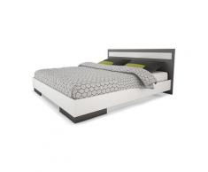 Lit double en bois laqué blanc et gris, 160 x 200 cm -pegane-