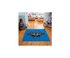 Tapis carré velours antidérapant imprimé papillons bw - 135 x 135 cm