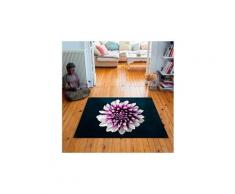 Tapis carré velours antidérapant imprimé floraux chrys - 135 x 135 cm