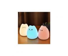 Lampe de chat de nuit mignonne de led 7 lumières colorées de batterie de silicone d'enfant doux de chevet décoratif