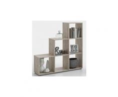 Bibliothèque escalier 6 cases coloris chêne sable - dim : l 104,5 x h 108 x p 33 -pegane-
