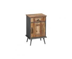 Leonard - chevet 1 porte 1 tiroir acier et bois massif