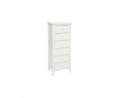 Chiffonnier de 6 tiroirs en bois blanc - dim : l45 x l30 x h113 cm -pegane-