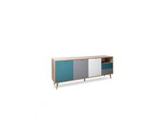 Buffet - bahut - enfilade cuba buffet bas décor chene sonoma et blanc - style scandinave - l 180 cm