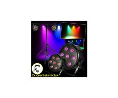 Projecteurs SLIMPAR70 ultra plat 7 LEDs (4en1) x 10W RVB/UV/DMX LytOr + PORTIQUE + CROCHETS