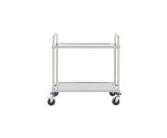Icaverne - dessertes chic chariot de cuisine à 2 niveaux 87x45x83,5 cm acier inoxydable