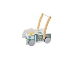 Chariot, poussette, caddie en bois jeu d'imitation 23,3 x 28,4 x 42,5 cm, roues caoutchouc antidérapant intérieur extérieur + blocs de bois fournis