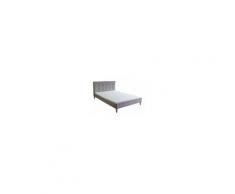 Lit double rembourre 140 x 200 cm en tissu gris