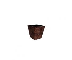 Pot de fleur carré en jacinthe d'eau tressée - 28 x 28 x 30 cm - marron naturel foncé