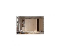 Composition armoire lit escamotable lutecia taupe mat couchage 140 x 200 cm 2 colonnes rangements + angle