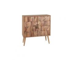 Meuble d'entrée 2 portes bois à reliefs - matama - l 76 x l 38 x h 83 - neuf