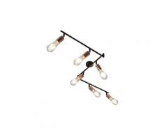 Luminaires ligne panama projecteur à 6 voies avec ampoules à filament 2w noir et cuivre