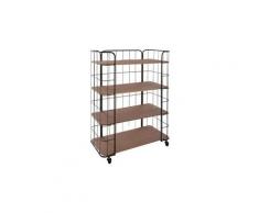 Etagère de 4 niveaux sur roulettes en métal - 70 x 31 x 97,5 cm -pegane-