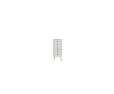 Soft line chiffonnier 5 tiroirs - mdf laqué - blanc - l41,4 x h105,2 x p39,6 cm