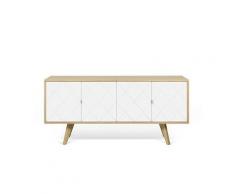 Brigitte buffet bas style scandinave 4 portes chêne et blanc