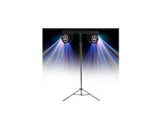 Lot de 2 projecteurs par à led 12x1w rgbw + portique 2.6m avec barre en t, max 25kg