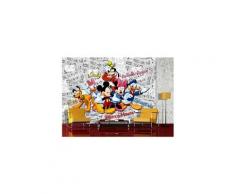 Papier peint xxl mickey fond mixte bd blanc disney 360x254 cm