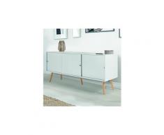 Buffet effie scandinave 3 portes bois blanc