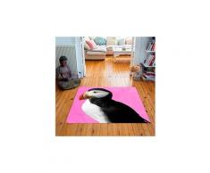 Tapis carré velours antidérapant imprimé animaux puffy - 135 x 135 cm