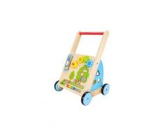 Chariot de marche, poussette en bois jeux ludiques 45 x 33 x 53 cm roues antidérapant trotteur intérieur & extérieur, ce