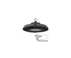 Lampe industrielle ufo led - 100w - 6000k - suspendu - rond - noir