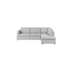 Canapé d'angle en tissu gris clair avec housse amovible