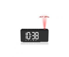 Cuisine Grande Horloge de Projection /à /écran incurv/é /à LED r/éveil Mural /à Double r/éveil pour la Chambre FLOX Horloge de Projection /à Projection Radio-r/éveil FM