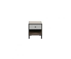 Manille table de chevet avec tiroir- décor chene noisette et noir - l 35 x p 40 x h 44 cm
