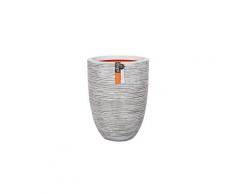 Pot de fleur rond strié en polypropylène 36x47cm nature rib blanc