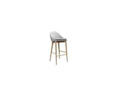 Tabouret de bar design 75cm bois tissu gris clair dalia