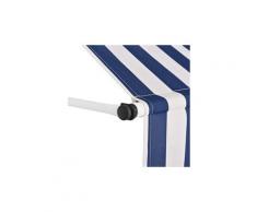 Icaverne - stores extérieurs moderne auvent rétractable manuel 300 cm rayures bleues et blanches