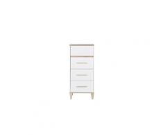 Chiffonnier - semainier cross chiffonnier 4 tiroirs - style scandinave - décor chene sonoma et blanc