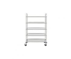 Icaverne - dessertes moderne chariot de cuisine à 5 niveaux 107x55x147 cm acier inoxydable