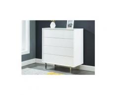 Chiffonnier carluta - 4 tiroirs - mdf et métal - blanc