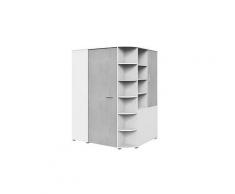 Armoire dressing d'angle volverine blanc / béton gris clair