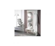 Meuble d'entrée chêne clair/blanc + miroir - gomelle - l 89 x l 30 x h 193 - neuf