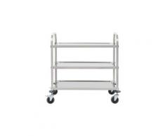 Icaverne - dessertes distingué chariot de cuisine à 3 niveaux 107x55x90 cm acier inoxydable