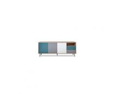 Cuba buffet bas décor chene sonoma et blanc - style scandinave - l 180 cm