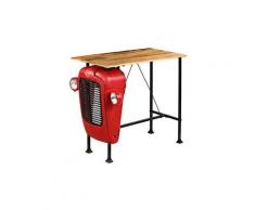 Icaverne - tables à manger magnifique table de bar bois de manguier 60x120x107 cm rouge tracteur