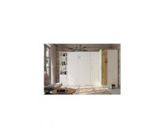 Composition armoire lit escamotable lutecia blanc mat couchage 140 x 190cm 2 colonnes rangements + angle