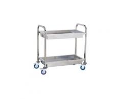 Chariot de service cuisine professionnel inox 2 bacs max 320 kg helloshop26 3614114