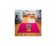 Tapis carré velours antidérapant imprimé fruits mr. Pineapple - 135 x 135 cm