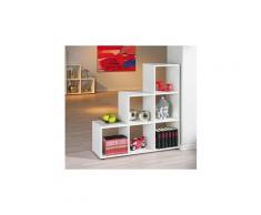 Petit meuble de séparation bibliothèque étagère de rangement large plateau blanc