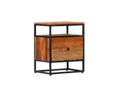 Table de nuit chevet commode armoire meuble chambre 40 x 30 x 50 cm bois de récupération et acier helloshop26 1402037