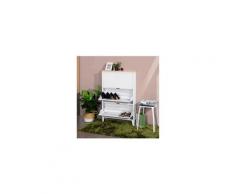 Liverpool meuble a chaussures - métal blanc et décor chene - l 65,5 x p 15,5 x h 105 cm