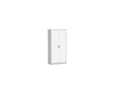 Hampton armoire enfant - 2 portes - décor blanc/gris - l 88 x p 50 x h 185,5 cm