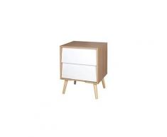 Cody - chevet 2 tiroirs aspect bois et blanc